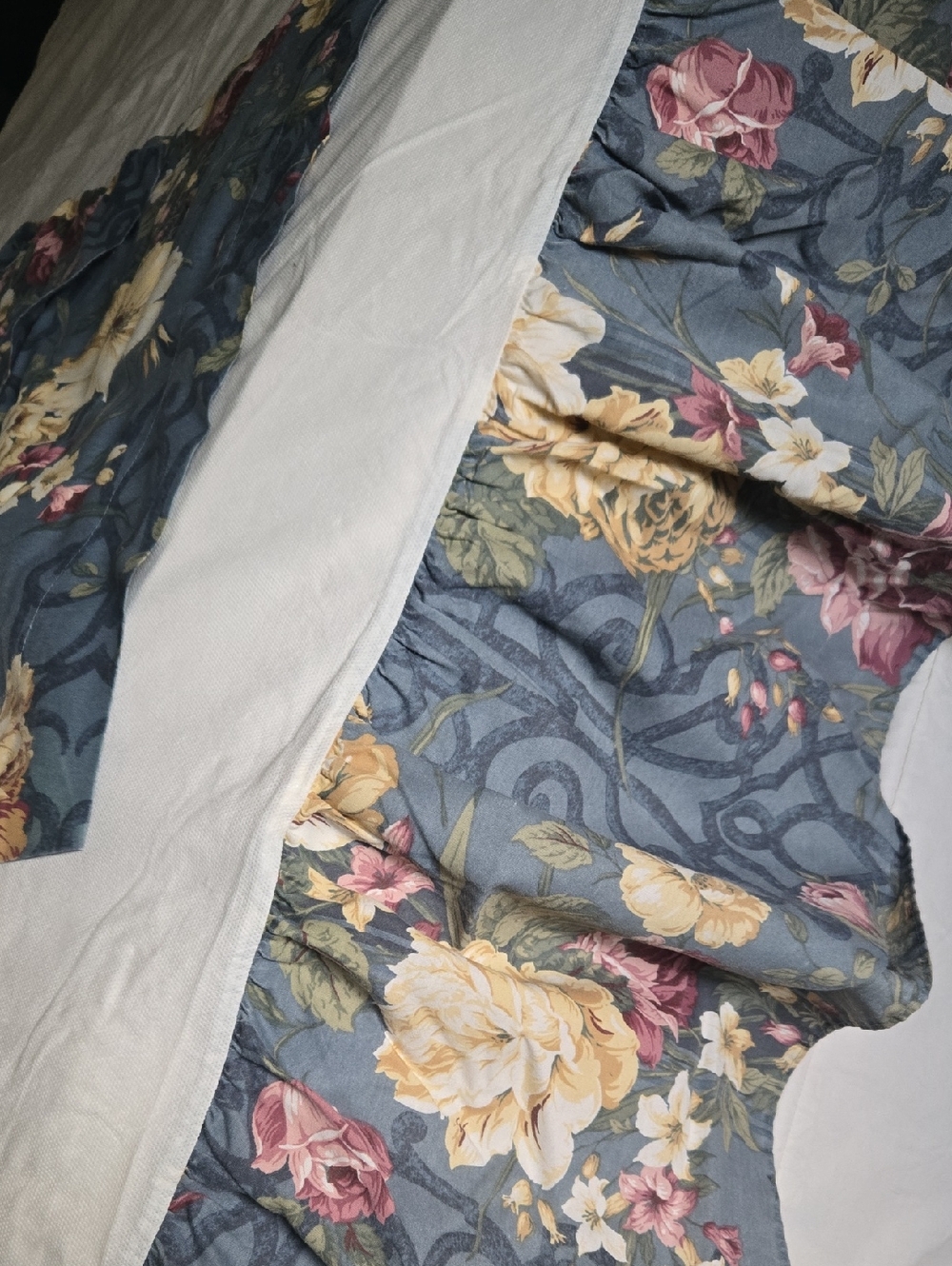 Floral Blue Botanical Dust Ruffle And Pillow Shams
